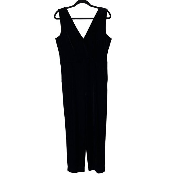 FRENCH CONNECTION JUMPSUIT MARIE STINA VELVET V-NECK SIZE 10 BLACK POCKETS NWT - Picture 5 of 15